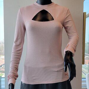 Guess Women's Long Sleeve Rib Cutout Sweater in Light Pink
